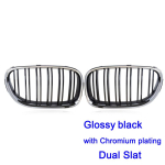 Sobib BMW 7. seeria F01 F02 730D 740D 750D 2009-17 auto esikaitseraua sisselaskev&otilde;re kahe liistuga eesmise neeruv&otilde;re kaunistus Semi-Plating black