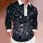 Polos&auml;rgid Meeste pikkade varrukatega mood must pealuu tr&uuml;kiga Uus meeste polos&auml;rk pikkade varrukatega lukuga T-s&auml;rk top XS must