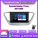 8-tolline Wifi 2Din Android-autoraadio multimeediumivideopleier Hyundai Solaris 2 Verna 2017-2020 jaoks koos nupunupuga Carplay GPS 2+32GB 1+32GB