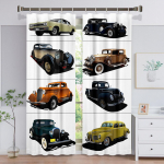 Paksud 2 t&uuml;kki, 90% varjutav Cool Black Sports Car Luksuslikud pimendavad aknakardinad Magamistoa Elutoa Vannitoa K&ouml;&ouml;k Ukseesik W50 X H130(CM)X2&Hook