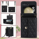 Luksuslik Crossbody &otilde;larihm Mini rahakott Nahast telefoni&uuml;mbris Samsung Galaxy Z Flip 5 Z Flip 4 Z Flip 3 kaardipesa kokkupandav nahast kate Samsung Z Flip 3 must