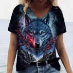 Moodne naiste T-s&auml;rk naljaka hundiga Graafiline 3D-prinditud l&uuml;hikeste varrukatega suvine T-s&auml;rk, pol&uuml;esterkiust riided S