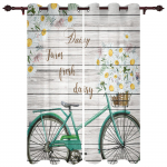 Farm Fresh Bicycle Daisy Plank Lilledega aknakardinad Elutoa Lastele Magamistoa Valance kardinad K&ouml;&ouml;gi aknakatted 135W x 60H(cm)