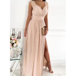 Naiste &uuml;hev&auml;rvilised joonega &otilde;hukesed V-kaelusega kleidid, varrukateta pitsist lapiline seljata l&otilde;hestatud maxi pikk kleit XL