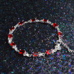 925 Sliver Red Tsircon Charm K&auml;ekett Naistele Pulma Mood Ehted