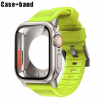 Silikoonrihm + &uuml;mbris Apple Watchi rihma jaoks 44 mm 45 mm 41 mm 40 mm karastatud klaasist kate iWatchi seeria jaoks 8 7 SE 6 5 3 44mm