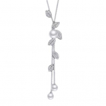 Naiste Faux Pearl Rhinestone lehed ripats pikk kett kaelakee ehted kingitus