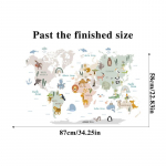 Maailmakaart Loomad Lastetoa kaunistamiseks m&otilde;eldud seinakleebised Multifilmid Tapeet Lasteaed Vin&uuml;&uuml;lseinakleebis
