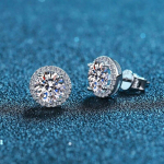 D-v&auml;rvi &uuml;mmargune l&otilde;ikega 1,0 CT teemanttest l&auml;bitud Moissanite-plaaditud 925 h&otilde;bedased ehted D-v&auml;rvi moissanite-k&otilde;rvar&otilde;ngad pulmakink 0.5CT
