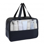 Suure mahutavusega kosmeetikakott veekindel l&auml;bipaistev PVC kaasaskantav k&auml;epide t&otilde;mblukk Tolmukindel multifunktsionaalne reisi-tualett-tarvete meigikoti karp S valge