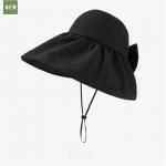 Juhuslik hingav p&auml;ikesekaitse UV-kaitse p&auml;ikesevari M&uuml;ts Bowknot M&uuml;ts T&uuml;hi top hobusesabam&uuml;ts Rand reguleeritav hingav p&auml;ikesem&uuml;ts laia &auml;&auml;rega M（56-58cm） must
