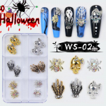 Halloweeni teemantk&uuml;&uuml;nte tembeldusplaadid &auml;mbliku pealuu muster isetehtud k&uuml;&uuml;nte kunsti kleebis kleebised k&uuml;&uuml;ned 6-Grid