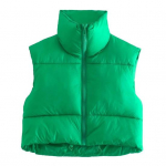 Naiste talvepuuvillane vest mantel l&uuml;hike &uuml;hev&auml;rviline varrukateta paksendatud polsterdatud krae t&otilde;mblukk, tuulekindel k&uuml;lmakindel 2XL roheline