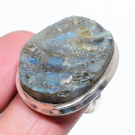 Natural Labradorite Gemstone Handmade 925 Sterling Silver Ring Size 8 t9f22