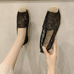 Women's Summer Hollow Flat Shoes Lazy Breathable Versatile Soft Bottom Comfortable Casual Shoes Solid Color Round Head Light Anti-slip Shoes 35 kuld