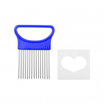 Roostevabast terasest sibulahoidja viilutaja k&ouml;&ouml;giviljal&otilde;ikuri t&ouml;&ouml;riist 10 kahvliga libisemiskindla k&auml;epidemega sibula kartuli tomati sidruni viilutamiseks sinine