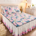 Romantiline s&uuml;gistalvise nahaga voodi seelik, puuvillane voodikate, libisemisvastane madratsi kaitsekate Queen-voodile 3 Pcs 120x200cm