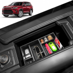 Double-Layer Center Console Storage Rack Applicable to Highlander 2024 Year,Armrest Storage Box Tray Compatible with Toyota Grand Hanland,Direct Dual-Layer