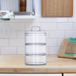 Kolmekihiline klaaspurgiga suletud l&auml;bipaistev virnastatav apteek p&auml;hklik&ouml;&ouml;gi jaoks Glasses Lid