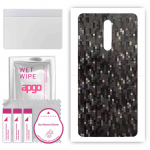 apgo Protective Skin Sticker for the back compatible with Nokia 8, Wrap Film, Foil, Vinyl - Pattern Carbon Black Pixel