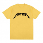 Autism Metal Rock Meem T-s&auml;rk Meeste Naiste Mood Hip Hop L&uuml;hikeste varrukatega Suurem&otilde;&otilde;tmelised T-s&auml;rgid Suvepuuvillane Mugavus T-s&auml;rk Topid M kollane