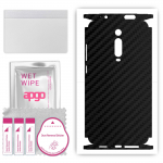 apgo Protective Skin Sticker for the back+sides compatible with Xiaomi Mi 9T, Full Wrap Film, Foil, Vinyl - Pattern Carbon Black