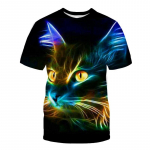 3D loomade T-s&auml;rk Mees 3D-printimine T-s&auml;rgid Kass O Kaelus T-s&auml;rgid Riietus Meeste vabaaja l&uuml;hikeste varrukatega T-s&auml;rgid Suvine topp S