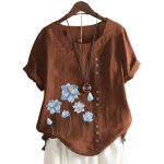 Naiste puuvillane vabaaja T-s&auml;rk 11 v&auml;rvitr&uuml;kiga S kohv