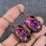 Natural Bi-Color Tourmaline Copper Wire Wrap Gift Jewelry Earring 2.36 g9v61