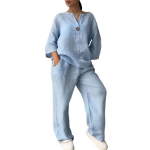 2 tk/komplekt pluus P&uuml;kste komplekt V kaelus, pikad varrukad, n&ouml;&ouml;biga Decor Top laia s&auml;&auml;rega lahtised elastsed taljep&uuml;ksid OL commute S kaamel