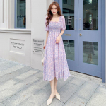 Purustatud &scaron;ifoonist kleit Populaarne naiste temperament k&otilde;rge v&ouml;&ouml;kohaga &otilde;huke kandiline krae keskmise pikkusega seelik v&ouml;&ouml;ga &otilde;huke mullivarrukaga kleidid S roosa