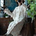 Johnature Naiste Vintage Patchwork puuvillane kleit O-kaelaga pikkade varrukatega kvaliteetsed Hiina stiilis kevadkleidid One Size