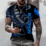 Scorpion Graphic Meeste trendi T-s&auml;rgid L&uuml;hikeste varrukatega O-kaelusega T&auml;nav 3D Loomade Tr&uuml;kiga Meeste T-s&auml;rk 6XL Suure suurusega suvised vabaaja topid S