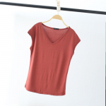 Solid V-kaelusega Basic T-s&auml;rk naiste suvine Modaalne lahtised T-s&auml;rgid vabaaja aluss&auml;rk M kuni 2XL M valge