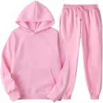 Meeste kapuutsiga spordidress, Unisex, kaheosalised jooksuriided, pikkade varrukatega pulloverid, pusad ja dressip&uuml;ksid XXXL roosa