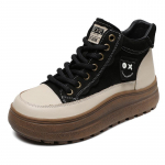 Johnature Ehtsast nahast naiste kingad, paksu tallaga vabaaja pehme tallaga paelad l&uuml;hikesed saapad 39 must