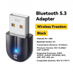 Essager USB Bluetooth 5.3 Adapter Aux Audio vastuv&otilde;tja Saatja arvuti k&otilde;larile S&uuml;learvuti helikasti Juhtmeta hiire USB saatja Bluetooth 5.3 must