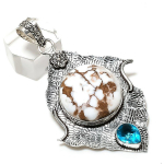 Natural Wild Horse, Topaz 925 Sterling Silver Jewelry Pendant 2.76 q9h14