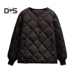 Naiste Talvine Sulejope Rombilise Tekstuuriga &Otilde;mblustega Paks Polsterdatud Taskutega Pikkade Varrukatega &Uuml;hev&auml;rviline &Uuml;herealine Elastsete Mansettidega Naiste Jakk XXL kohv