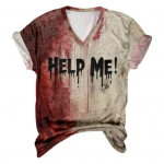 Naiste T-s&auml;rk V-kaelusega Pikkade varrukatega Verekirjaprindiga T-s&auml;rk Vaba l&otilde;ikega Halloween Pullover Topid Festival XL