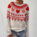 JKASHDK Naiste mood vabaaja geomeetrilise printiga s&uuml;gistalvised pikkade varrukatega O-kaelusega kampsunid S