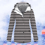 Naiste Solid Stripe vihmajope Outdoor Plus veekindel kapuutsiga vihmamantel Tuulekindel M must