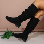 Naiste p&otilde;lvek&otilde;rgused saapad, &uuml;mmarguse varbaga, kunstnahast seemisnahast slouchy saapad Kingad s&uuml;gistalv tursked plokkkontsad, laiad s&auml;&auml;remarjad, pikad naiste saapad 40 must