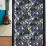 V&auml;rvilised peitsitud lillelehed geomeetrilisest klaasist elektrostaatilised kleebised eemaldatav aken privaatsus dekoratiivkile kodu sisekujundus