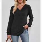 INDFS Naiste moe vabaaja &uuml;hev&auml;rviline printimine kevad-s&uuml;gis pikkade varrukatega V-kaelusega pulloverid ja pikad varrukad S fuksia