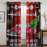 J&otilde;ulukaunistuste kardin 3D multifilm J&otilde;uluvana j&otilde;ulupuu pol&uuml;esterriidest kardin lumememme muster pidulik atmosf&auml;&auml;r W132cm x H160cm&Hook