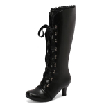 Suures suuruses 45 46 47 Briti stiilis vintage ristseotud punksaapad naiste &uuml;mmarguse varbaga t&otilde;mblukk k&otilde;rged kontsad p&otilde;lvega k&otilde;rged Botas Mujer 12.5 black