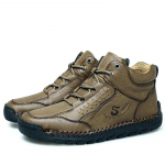 K&auml;sitsi &otilde;mmeldud nahast meeste saapad S&uuml;gistalvised vabaaja l&otilde;hestatud nahast kingad Meeste poolsaapad 38 must