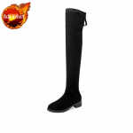 &Uuml;le p&otilde;lve ulatuvad jalatsid Naiste saapad, k&otilde;rge tutiga jalatsid naistele Elegantsed madala kontsaga elastne Cosplay pakkumisel 35