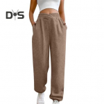 Naiste dressip&uuml;ksid, k&otilde;rge v&ouml;&ouml;kohaga, lahtised spordip&uuml;ksid taskutega Crossover Joggers Sportlikud p&uuml;ksid mugavad treeningp&uuml;ksid S tumehall v&auml;rv